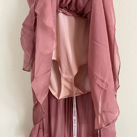 Ieena Mac Duggal Plunge Neck Ruffled Hi-Low Chiffon Gown Size 8 NWT - Picture 2 of 14